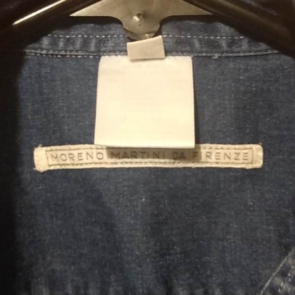 Denim MOP Snap Up Size Medium Moreno Martini Da Firenze Blouse Top Jean 34 Bust - Picture 3 of 6